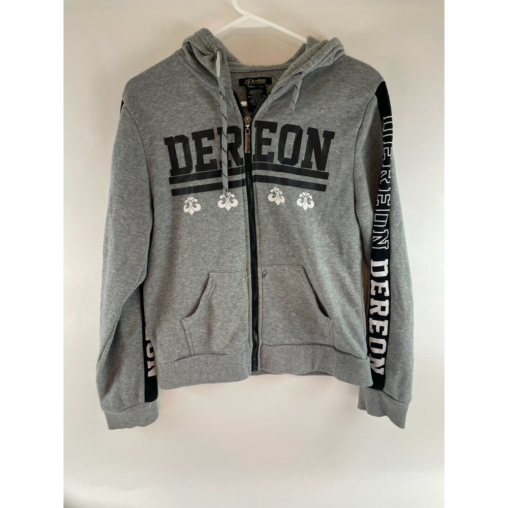 Dereon Hooded Jacket Girls Size XL Gray Full Zip Pocket Drawstring Long Sleeve
